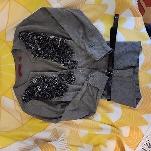 GUC- "RED" Label Gray Cardigan with 3D Flowers in Medium